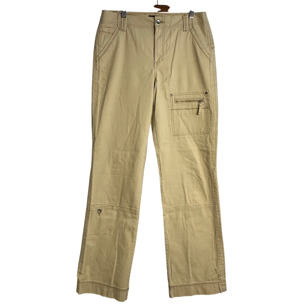 Eddie Bauer Cargo Pants Women 8 Tall Tan Khaki Straight Leg Gorpcore Utilitarian